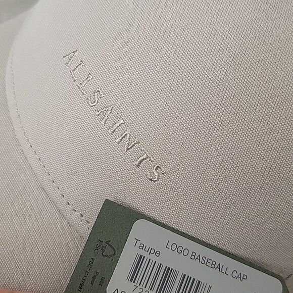 NEW ALLSAINTS neutral taupe embroidered leather strap baseball dad hat cap NWT - Picture 4 of 12